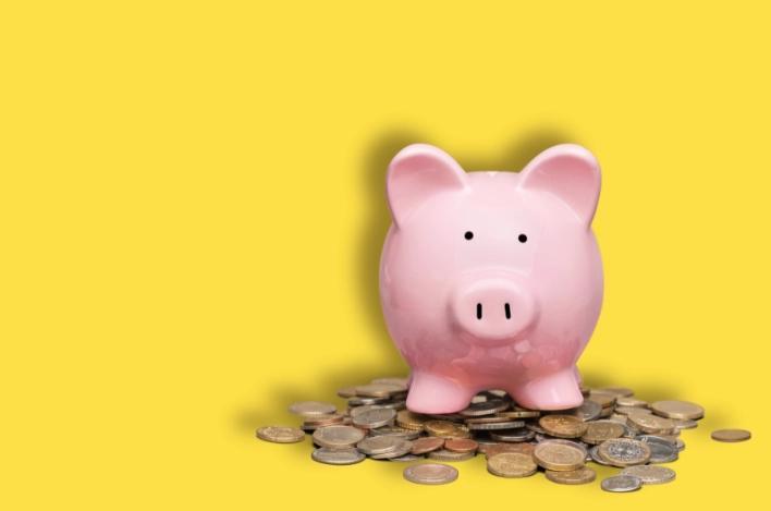 piggy bank on coins