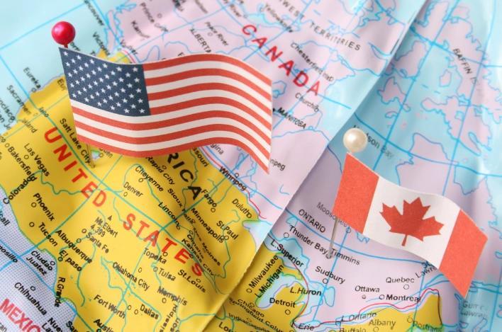 map of canada and USA